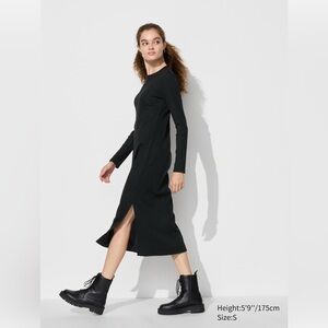 Uniqlo Black Long Sleeve Ribbed Dress size S